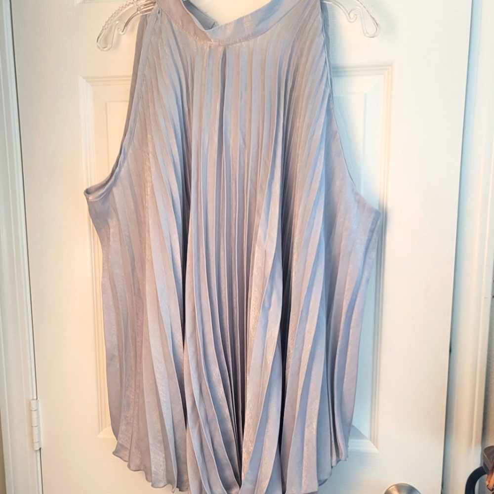 Ashley Stewart  Sleeveless Woman's Metallic Pleated Top 22/24W NWT